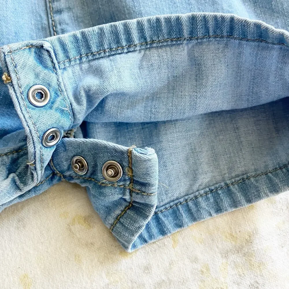 Organic Little Planet by Carters 18 Mos Shortall Blue Chambray Overall Shorts